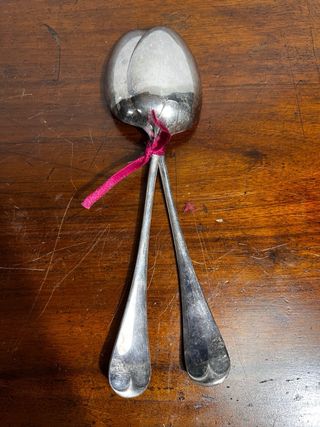 Coppia di cucchiai per servire silverplated