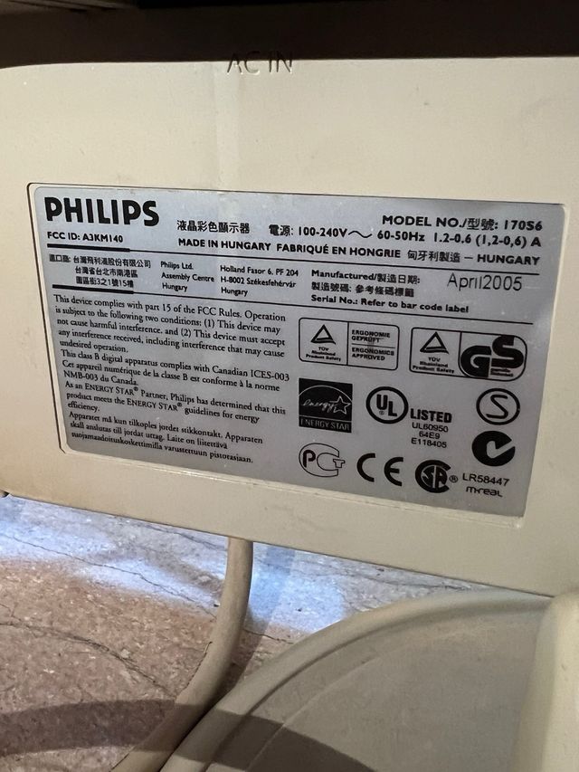 Monitor Screen PC Philips 17’