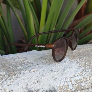 Gafas de sol redondas marrones con cristal marrón