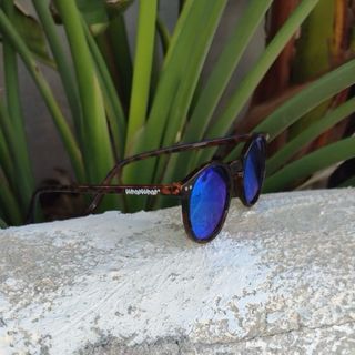 Gafas de sol redondas leopardo con cristal azul