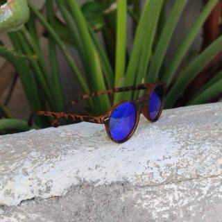 Gafas de sol redondas leopardo marrones y azules