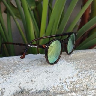 Gafas de sol redondas leopardo con cristal dorado