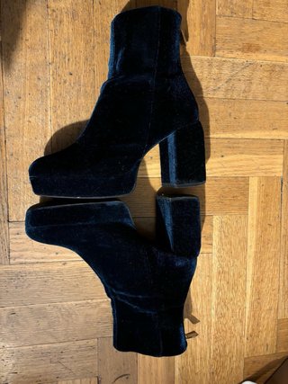 Botines terciopelo azul Zara