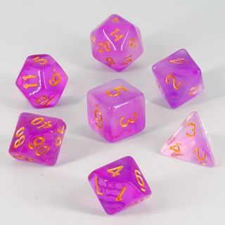 Set 7x Dados RPG Acrilicos rosa transparente