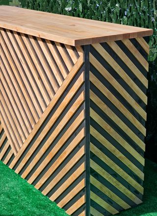 BARRA DE BAR PLEGABLE MADERA LISTADA DIAGONA