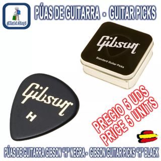 5 PÚAS PLUMILLA PARA GUITARRA MARCA GIBSON H NEGRA