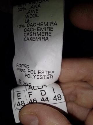 Abrigo del Corte inglés, lana y Angora 