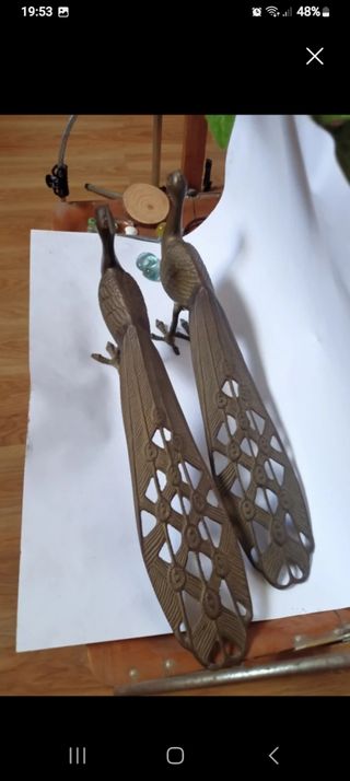 Pareja de pavos reales bronce antiguo oferta