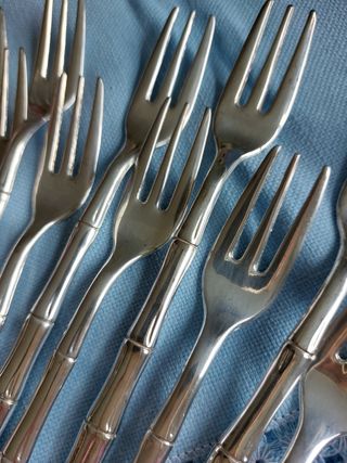 12 Tenedores postre bambú