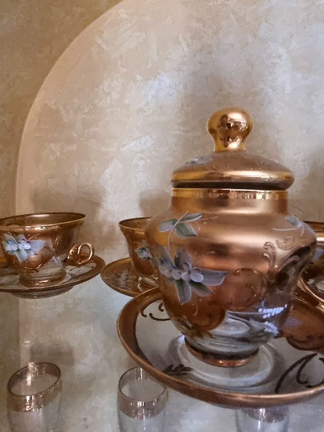 Juego de té de cristal de Murano