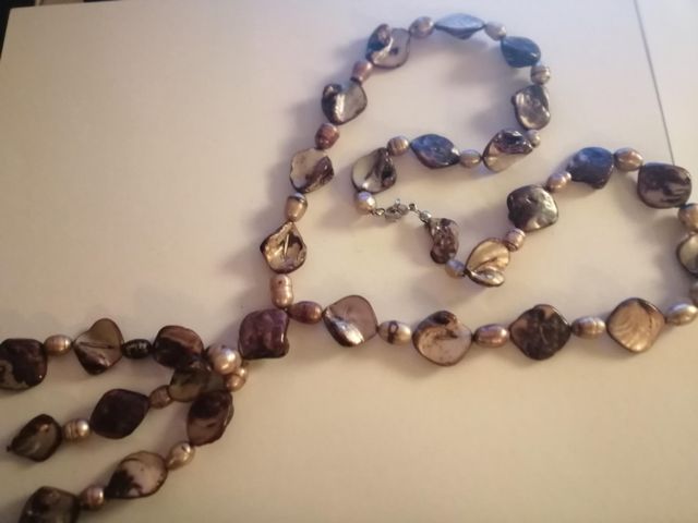 Collana vintage madreperla vera massiccia -frangia