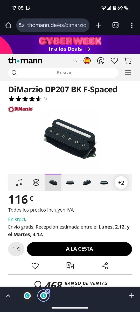 Schecter standard c-1 dimarzio