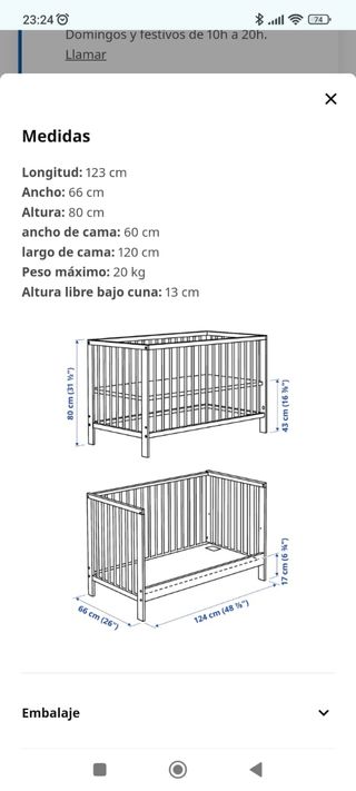 Cuna 60x120cm interior