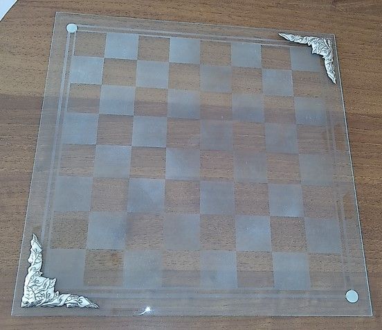 scacchiera vetro 35x35 e argento NUOVA