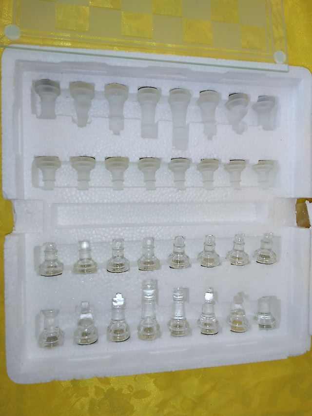 scacchiera vetro 35x35 e argento NUOVA