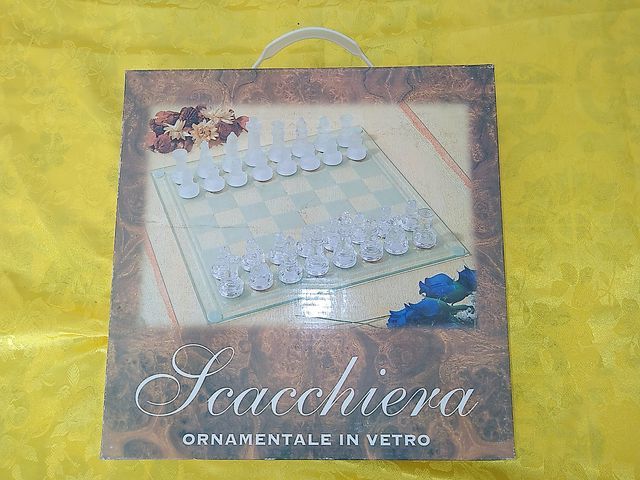 scacchiera vetro 35x35 e argento NUOVA