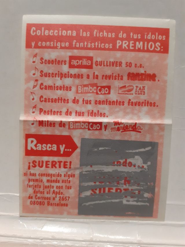 Bimbo 40 Fanclub. Cromo Nick Carter BSB