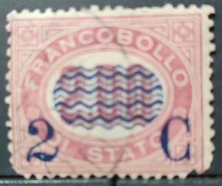 Regno 1878 soprastampato 2 C usato