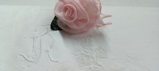 LENZUOLO ANTICO LINO RICAMO L R A MANO