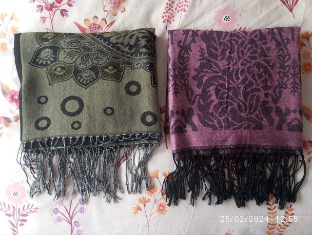 2 Foulard Rosa y Verde