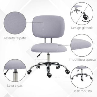 Sedia da Ufficio ad Altezza Regolabile in Tessuto