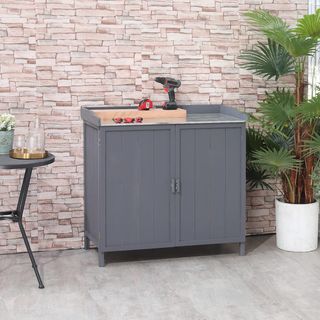 Armadietto da Esterno in Legno di Abete con Piano