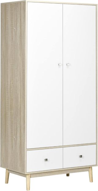 Armadio 2 Ante in Legno con 4 Vani, 2 Cassetti e A