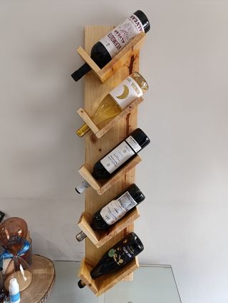 Botellero rústico para 5 botellas hecho a mano