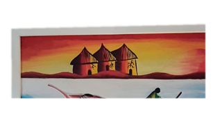 Dipinto etnico con pittura a rilievo con cornice