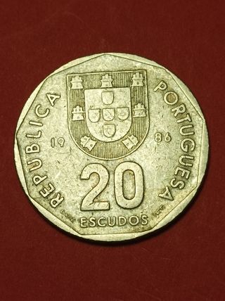 Moneda 20 escudos Portugal 1986