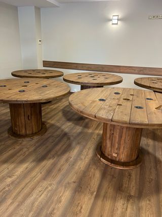 ♻️MESAS BOBINAS CARRETE MADERA CABLE CHILLPALET 🧵‼️