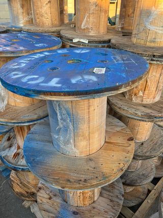 ♻️MESAS BOBINAS CARRETE MADERA CABLE CHILLPALET 🧵‼️