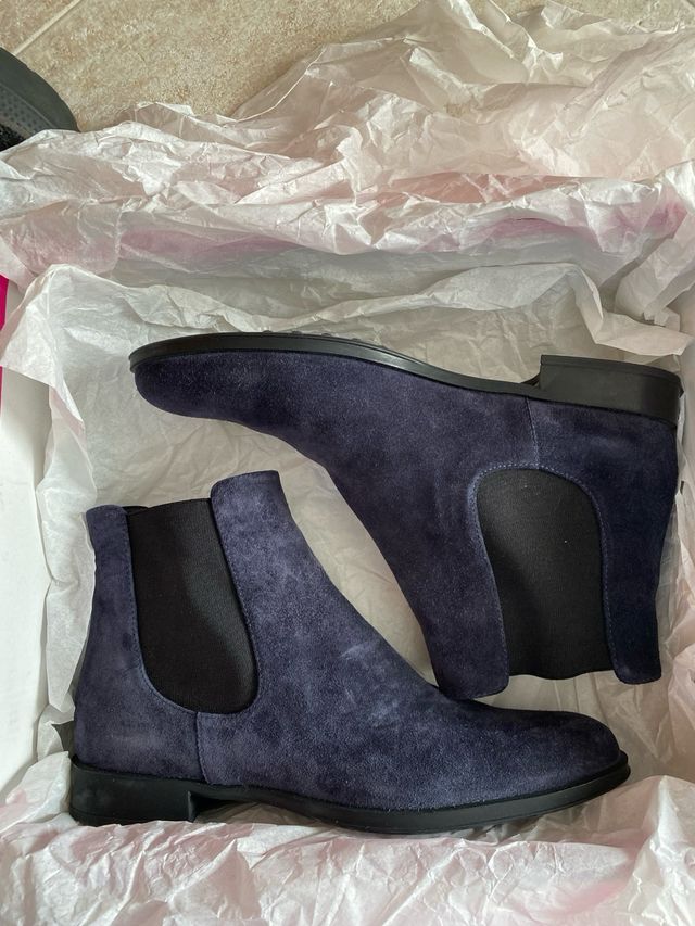 Botines piel azul marino Mascaro. Sin estrenar