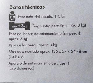 Banco Musculación y Abdominales Crivit +Pesas