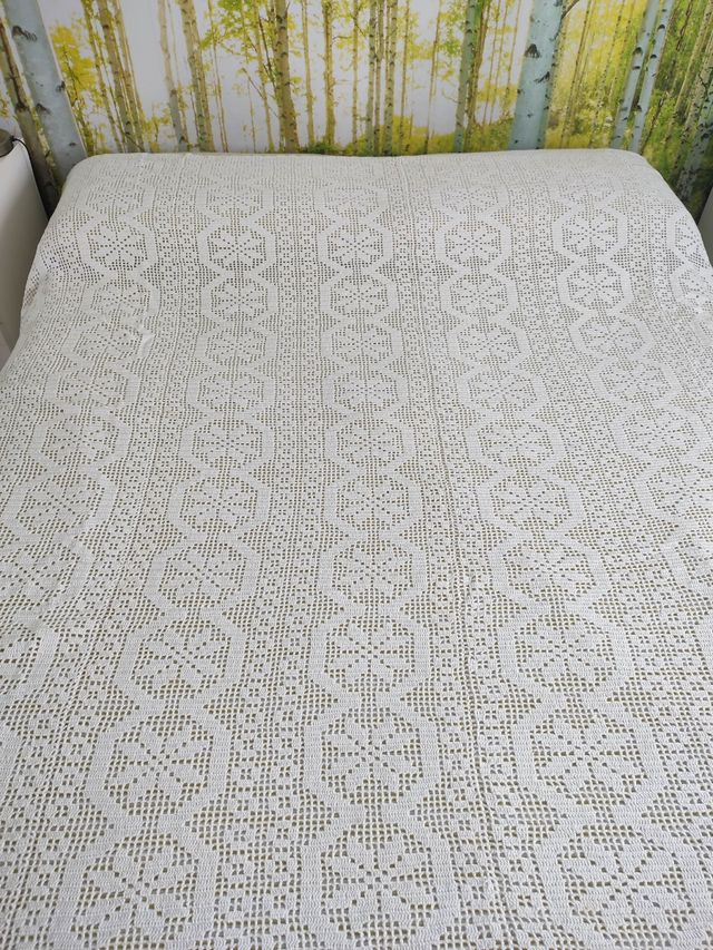 Colcha ganchillo blanca Vintage