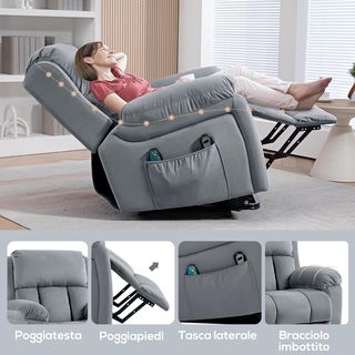 Poltrona Alzapersona Reclinabile con 8 Punti Massa