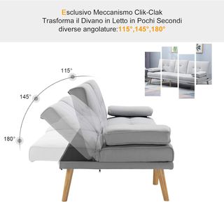 Divano Letto 3 Posti Stile Scandinavo Reclinabile