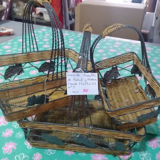 JUEGOS DE CESTAS  METAL Y MIMBRE GRANDE