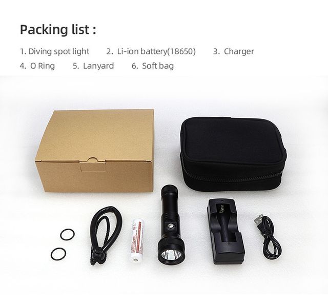 LINTERNA DE BUCEO HI-MAX HD01 DE 1300 LÚMENES