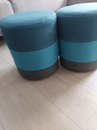 2 Puff Redondos azul