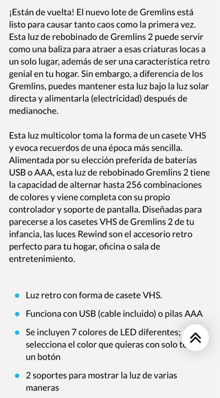 Lampara retro VHS GREMLINS 2. NUEVA a estrenar