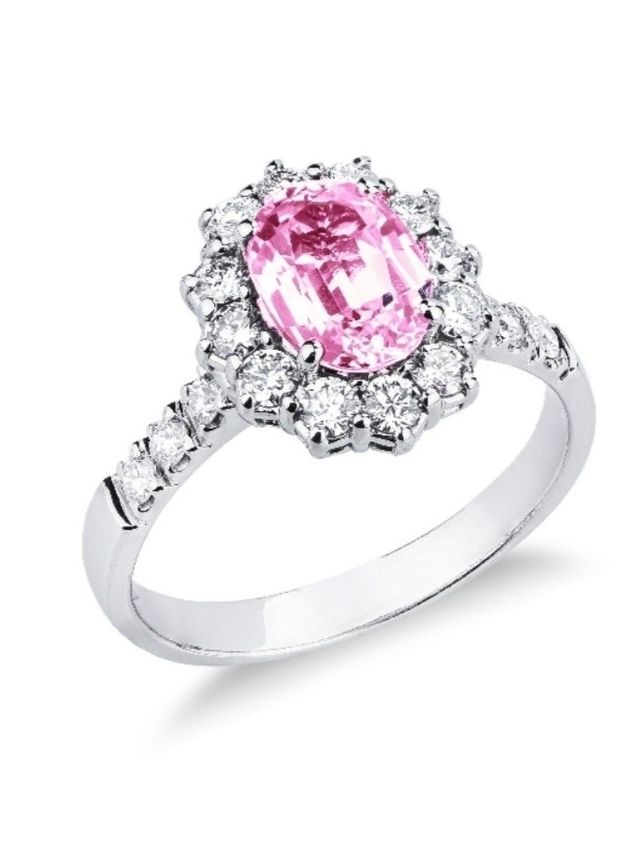 Anello donna oro diamanti zaffiro rosa