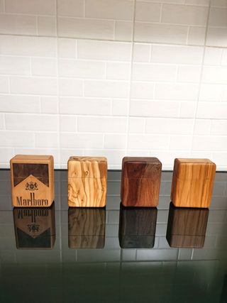 Portasigarette accendino in legno con stampa logo