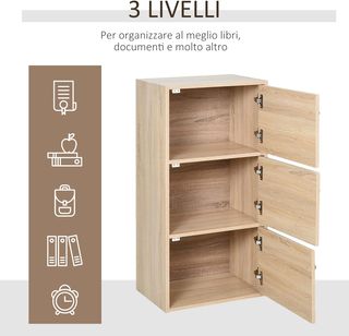 Mobiletto Multiuso con 3 Ripiani in Legno e 3 Anti