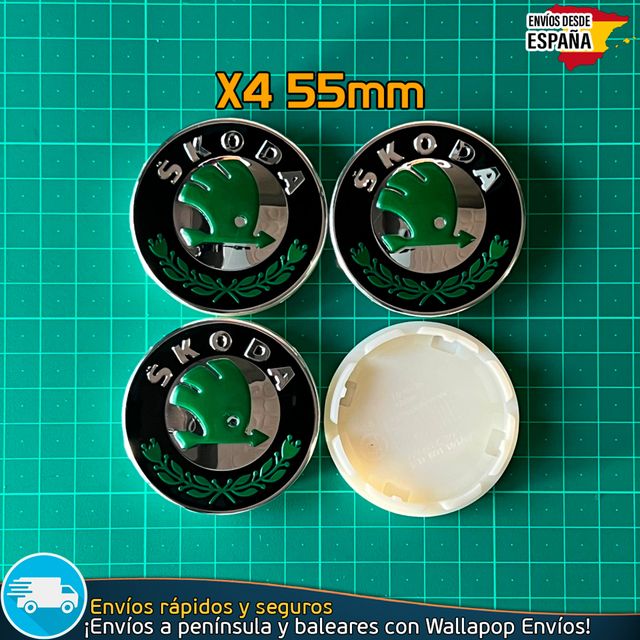 X4 Tapacubos Skoda 55mm Cubrebujes Tapas Llantas
