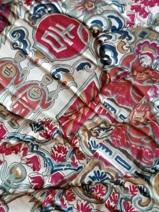 Magnífica colcha bouti antigua edredón frances