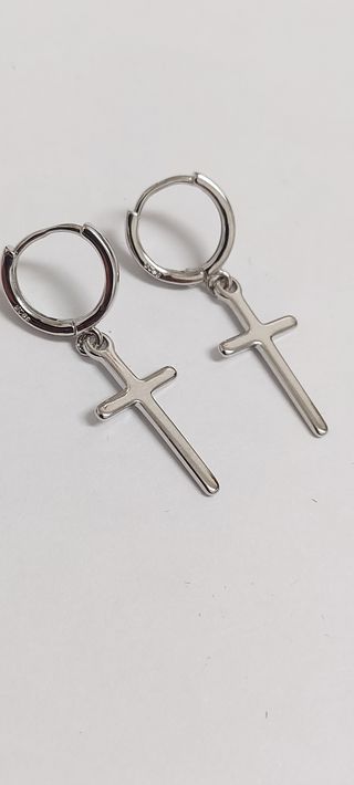 Pendientes de plata cruz larga