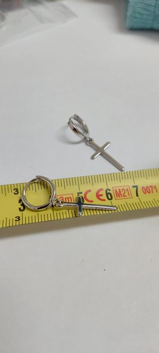 Pendientes de plata cruz larga