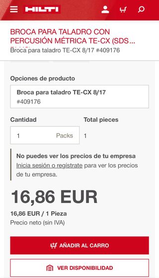 Brocas de 8 hilti