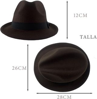 Sombrero Fedora Gánster Gorro Adulto Marrón S/M